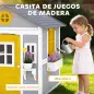 Casita Infantil Exterior e Interior de Madera con Puerta Ventanas Jardineras y Soportes de Flores Gris