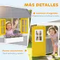Casita Infantil Exterior e Interior de Madera con Puerta Ventanas Jardineras y Soportes de Flores Gris