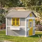 Casita Infantil Exterior e Interior de Madera con Puerta Ventanas Jardineras y Soportes de Flores Gris