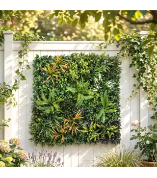 Seto Artificial Ocultación Jardín en Rollo 1x1 m Valla de Privacidad de Hiedra Artificial para Balcón Exterior