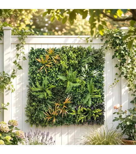 Seto Artificial Ocultación Jardín en Rollo 1x1 m Valla de Privacidad de Hiedra Artificial para Balcón Exterior