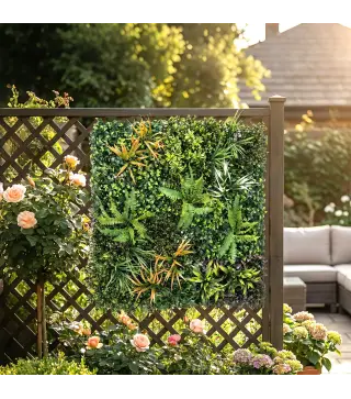 Seto Artificial Ocultación Jardín en Rollo 1x1 m Valla de Privacidad de Hiedra Artificial para Balcón Exterior