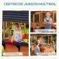 Casita Infantil Exterior e Interior de Madera con Barra de Snack y Bancos Mesa Lateral Fregadero Maceteros Marrón Claro
