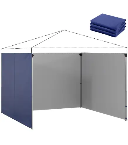 3 Paredes Laterales para Carpas de 3x3 m 300x200 cm Paredes Laterales de Repuesto de Tela Oxford con Cremallera Azul