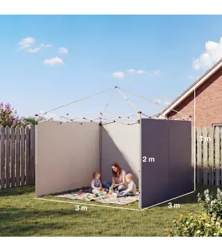 3 Paredes Laterales para Carpas de 3x3 m 300x200 cm Paredes Laterales de Repuesto de Tela Oxford con Cremallera Azul