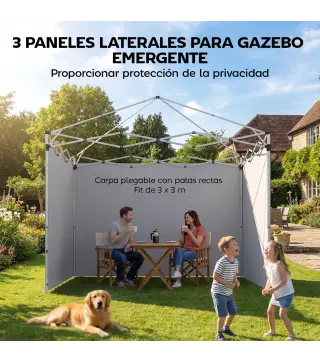 3 Paredes Laterales para Carpas de 3x3 m 300x200 cm Paredes Laterales de Repuesto de Tela Oxford con Cremallera Azul