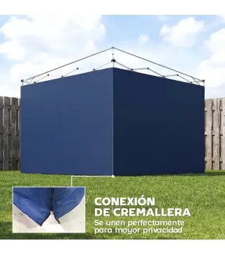 3 Paredes Laterales para Carpas de 3x3 m 300x200 cm Paredes Laterales de Repuesto de Tela Oxford con Cremallera Azul