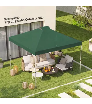 Toldo de Pérgola de Recambio 3x3 m Techo de Repuesto para Carpa Plegable de Tela Oxford 210D Protección UV 50+ Verde