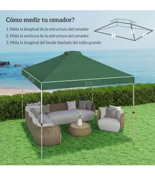 Toldo de Pérgola de Recambio 3x3 m Techo de Repuesto para Carpa Plegable de Tela Oxford 210D Protección UV 50+ Verde