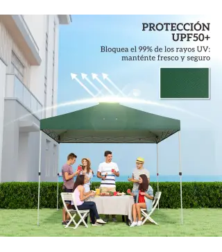 Toldo de Pérgola de Recambio 3x3 m Techo de Repuesto para Carpa Plegable de Tela Oxford 210D Protección UV 50+ Verde