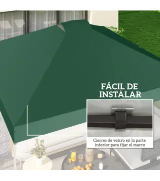Toldo de Pérgola de Recambio 3x3 m Techo de Repuesto para Carpa Plegable de Tela Oxford 210D Protección UV 50+ Verde