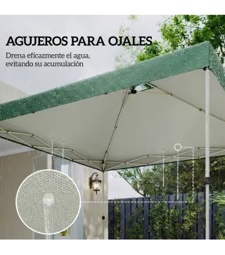 Toldo de Pérgola de Recambio 3x3 m Techo de Repuesto para Carpa Plegable de Tela Oxford 210D Protección UV 50+ Verde