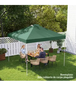 Toldo de Pérgola de Recambio 3x3 m Techo de Repuesto para Carpa Plegable de Tela Oxford 210D Protección UV 50+ Verde