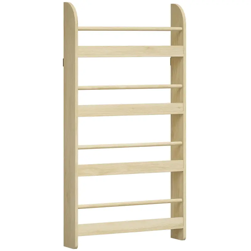 Estantería de Pared de Libros con 4 Estantes Librería Infantil para Hogar Oficina Carga 30kg 59x12x113cm Natural