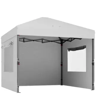 Carpa Plegable Pop-up 3x3 m con 3 Paredes 2 Ventanas Altura Ajustable UPF50+ Bolsa Transporte y Sacos de Arena Blanco