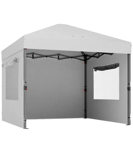 Carpa Plegable Pop-up 3x3 m con 3 Paredes 2 Ventanas Altura Ajustable UPF50+ Bolsa Transporte y Sacos de Arena Blanco