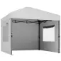 Carpa Plegable Pop-up 3x3 m con 3 Paredes 2 Ventanas Altura Ajustable UPF50+ Bolsa Transporte y Sacos de Arena Blanco