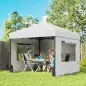 Carpa Plegable Pop-up 3x3 m con 3 Paredes 2 Ventanas Altura Ajustable UPF50+ Bolsa Transporte y Sacos de Arena Blanco