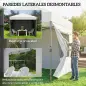 Carpa Plegable Pop-up 3x3 m con 3 Paredes 2 Ventanas Altura Ajustable UPF50+ Bolsa Transporte y Sacos de Arena Blanco