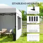 Carpa Plegable Pop-up 3x3 m con 3 Paredes 2 Ventanas Altura Ajustable UPF50+ Bolsa Transporte y Sacos de Arena Blanco