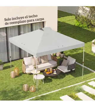 Toldo de Pérgola de Recambio 3x3 m Techo de Repuesto para Carpa Plegable de Tela Oxford 210D Protección UV 50+ Blanco
