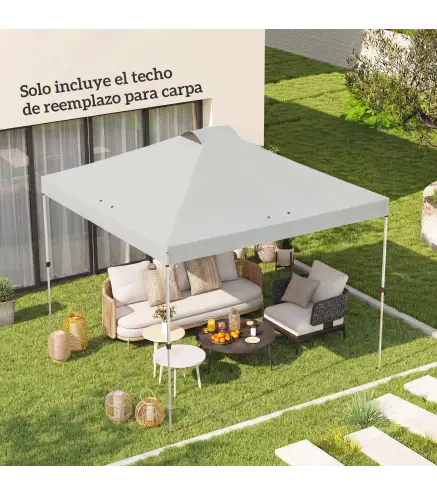 Toldo de Pérgola de Recambio 3x3 m Techo de Repuesto para Carpa Plegable de Tela Oxford 210D Protección UV 50+ Blanco