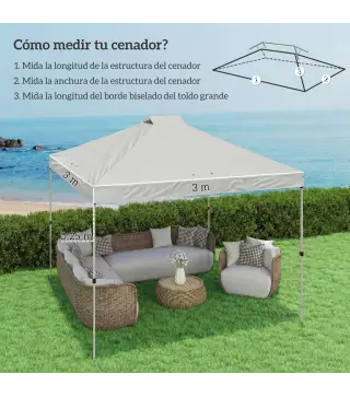 Toldo de Pérgola de Recambio 3x3 m Techo de Repuesto para Carpa Plegable de Tela Oxford 210D Protección UV 50+ Blanco