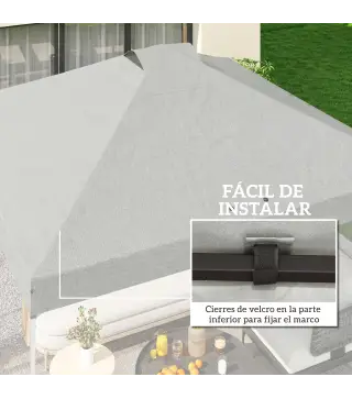 Toldo de Pérgola de Recambio 3x3 m Techo de Repuesto para Carpa Plegable de Tela Oxford 210D Protección UV 50+ Blanco