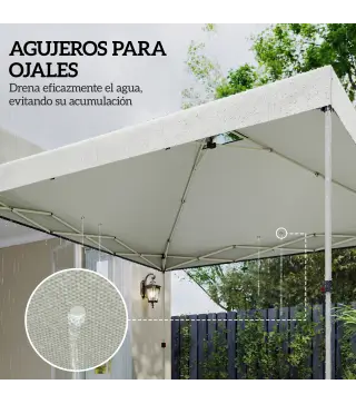 Toldo de Pérgola de Recambio 3x3 m Techo de Repuesto para Carpa Plegable de Tela Oxford 210D Protección UV 50+ Blanco