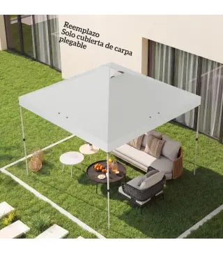 Toldo de Pérgola de Recambio 3x3 m Techo de Repuesto para Carpa Plegable de Tela Oxford 210D Protección UV 50+ Blanco