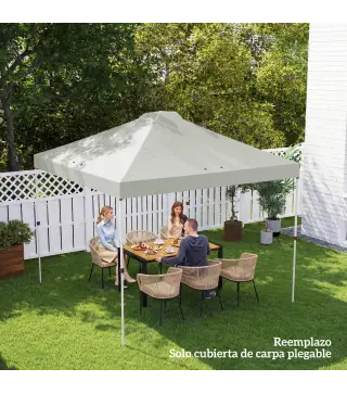Toldo de Pérgola de Recambio 3x3 m Techo de Repuesto para Carpa Plegable de Tela Oxford 210D Protección UV 50+ Blanco