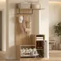 Perchero Entrada Recibidor con Zapatero Armario Estantes Abiertos y 4 Ganchos 80x36x168 cm Roble