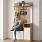 Perchero Entrada Recibidor con Zapatero Armario Estantes Abiertos y 4 Ganchos 80x36x168 cm Roble