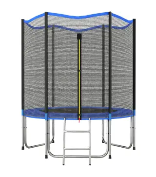 Cama Elástica Exterior Ø183 cm Trampolín para Niños con Red de Seguridad Escalera y Acolchado de Muelles Azul