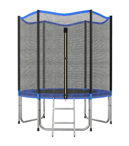 Cama Elástica Exterior Ø183 cm Trampolín para Niños con Red de Seguridad Escalera y Acolchado de Muelles Azul