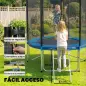 Cama Elástica Exterior Ø183 cm Trampolín para Niños con Red de Seguridad Escalera y Acolchado de Muelles Azul