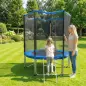 Cama Elástica Exterior Ø183 cm Trampolín para Niños con Red de Seguridad Escalera y Acolchado de Muelles Azul