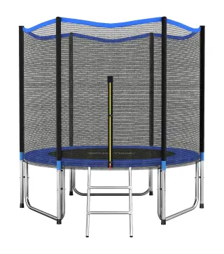 Cama Elástica Exterior Ø305 cm Trampolín para Niños con Red de Seguridad Escalera y Acolchado de Muelles Azul
