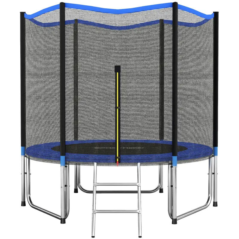 Cama Elástica Exterior Ø305 cm Trampolín para Niños con Red de Seguridad Escalera y Acolchado de Muelles Azul