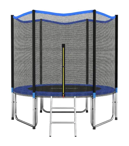 Cama Elástica Exterior Ø305 cm Trampolín para Niños con Red de Seguridad Escalera y Acolchado de Muelles Azul