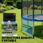 Cama Elástica Exterior Ø305 cm Trampolín para Niños con Red de Seguridad Escalera y Acolchado de Muelles Azul