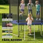 Cama Elástica Exterior Ø305 cm Trampolín para Niños con Red de Seguridad Escalera y Acolchado de Muelles Azul