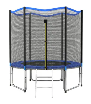 Cama Elástica Exterior Ø244 cm Trampolín para Niños con Red de Seguridad Escalera y Acolchado de Muelles Azul