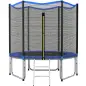 Cama Elástica Exterior Ø244 cm Trampolín para Niños con Red de Seguridad Escalera y Acolchado de Muelles Azul