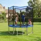 Cama Elástica Exterior Ø244 cm Trampolín para Niños con Red de Seguridad Escalera y Acolchado de Muelles Azul