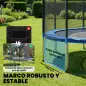 Cama Elástica Exterior Ø244 cm Trampolín para Niños con Red de Seguridad Escalera y Acolchado de Muelles Azul