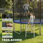 Cama Elástica Exterior Ø244 cm Trampolín para Niños con Red de Seguridad Escalera y Acolchado de Muelles Azul