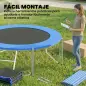 Cama Elástica Exterior Ø244 cm Trampolín para Niños con Red de Seguridad Escalera y Acolchado de Muelles Azul