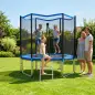 Cama Elástica Exterior Ø244 cm Trampolín para Niños con Red de Seguridad Escalera y Acolchado de Muelles Azul