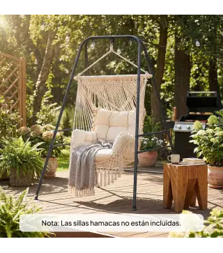 Soporte para Silla Colgante Hamaca 183 cm Soporte para Columpio Estructura de Acero Almohadillas Antideslizantes Negro